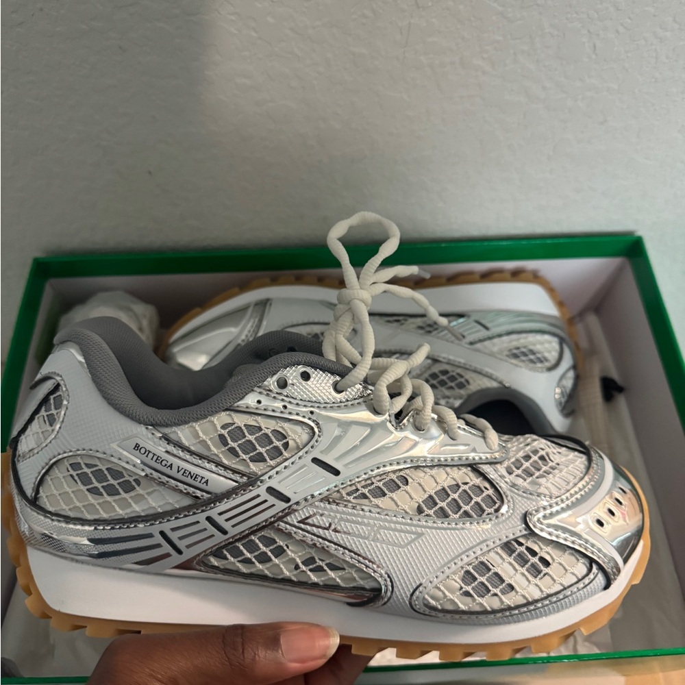 Bottega Veneta Metallic Silver Sneakers